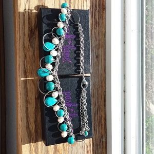 Park lane turquoise / fresh pearl cabo necklace